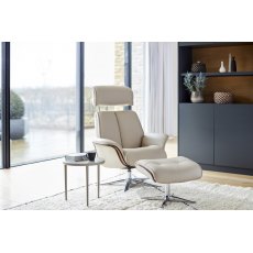 G Plan Lund Recliner Chair & Stool (Veneer & Upholstered Sides)