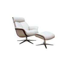 G Plan Lund Recliner Chair & Stool (Veneer & Upholstered Sides)