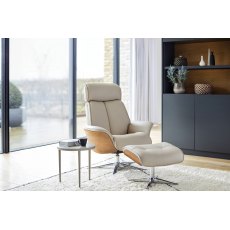 G Plan Lund Recliner Chair & Stool (Veneered Sides)