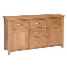 Lisbon Oak 2 Door 5 Drawer Large Sideboard