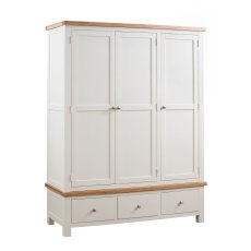 Bristol Ivory Painted Triple Wardrobe with 3 Drawers