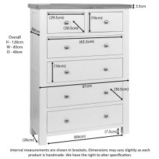 Bristol Painted 2 Over 4 Chest of Drawers