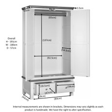 Bristol Painted Double Wardrobe with Drawers