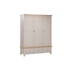 Bristol Putty Painted Triple Wardrobe with 3 Drawers