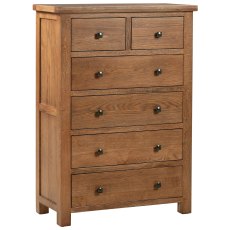 Bristol Rustic Oak 2 Over 4 Chest of Drawers