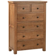 Bristol Rustic Oak 2 Over 4 Chest of Drawers