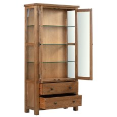 Bristol Rustic Oak Display Cabinet with Glass Doors & Sides