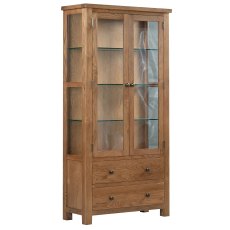 Bristol Rustic Oak Display Cabinet with Glass Doors & Sides