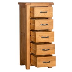 Oaken 5 Drawer Tallboy Chest