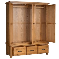 Oaken Triple Wardrobe with 3 Drawers