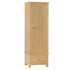 Portland Oak Single Wardrobe with Drawer