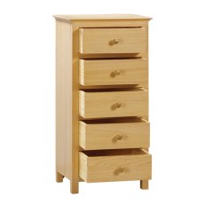 Portland Oak 5 Drawer Tall Chest