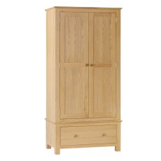 Portland Oak Double Wardrobe with 1 Drawer