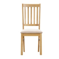 Portland Oak Slatted Chair with Fabric Seat