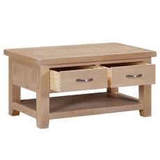 Milford Oak Coffee Table with 2 Drawers