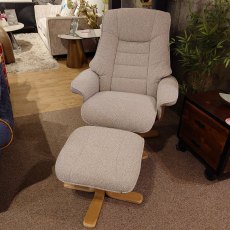 Clearance Palma Greige Fabric Swivel Chair & Stool