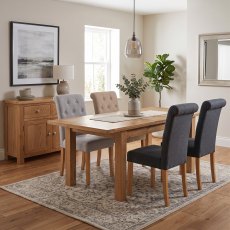 Bristol Oak 120-153cm Extending Table with 4 Scroll Back Chairs (Stone)