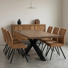 Soho 180cm Dining Table with 6 Tan HK Chairs