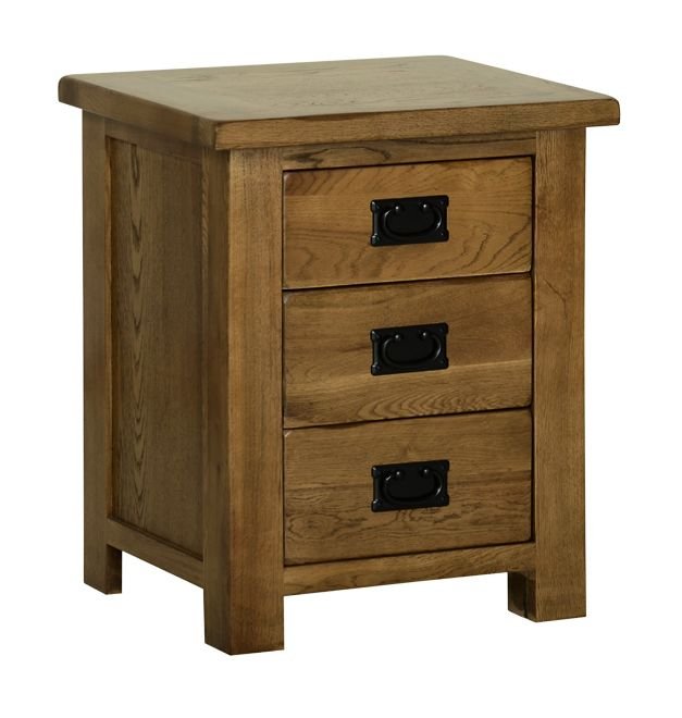 Riad Oak Furniture Riad Rustic Oak 3 Drawer Bedside