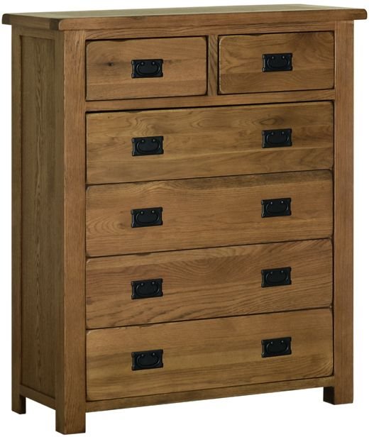Riad Rustic Oak 2 + 4 Chest of Drawers
