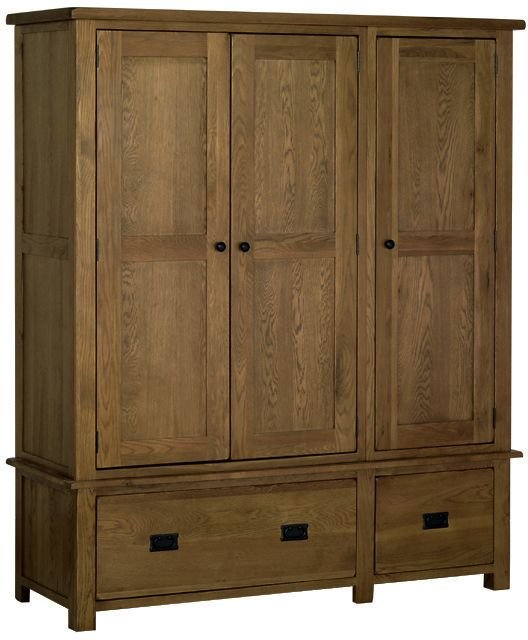 Riad Rustic Oak Triple Wardrobe on Drawers