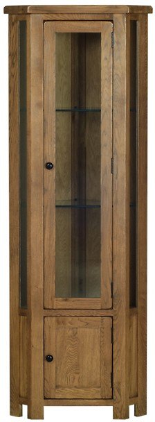 Riad Rustic Oak Glazed Corner Display Cabinet