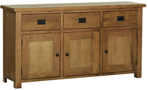 Riad Rustic Oak 3 Drawer 3 Door Large Tall Sideboard