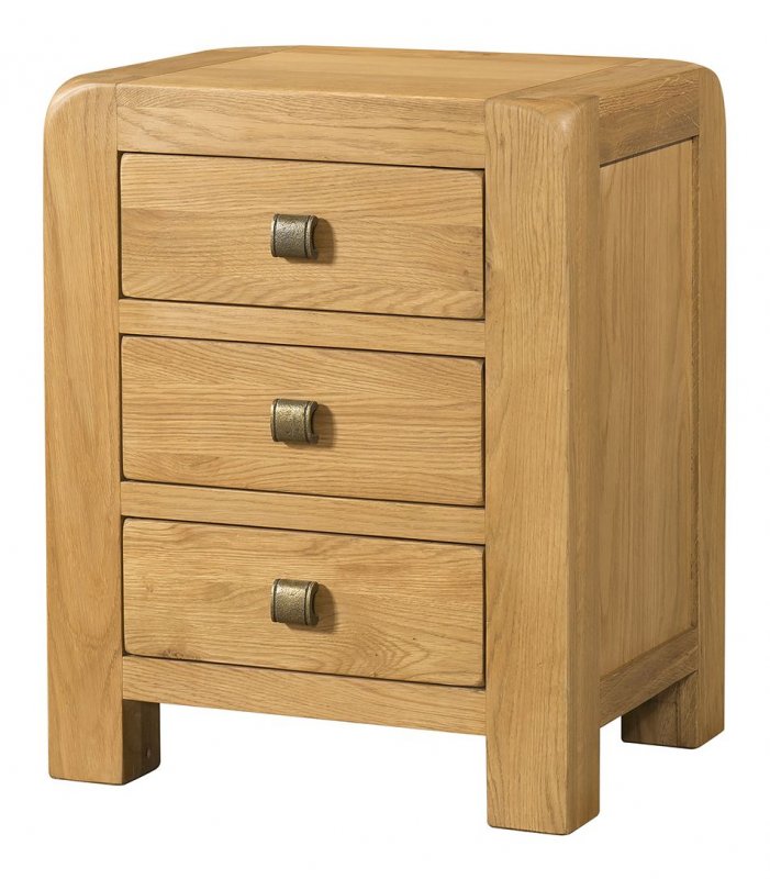 Avon Oak 3 Drawer Bedside