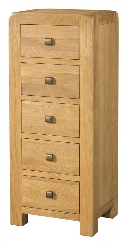 Avon Oak 5 Drawer Tall Chest