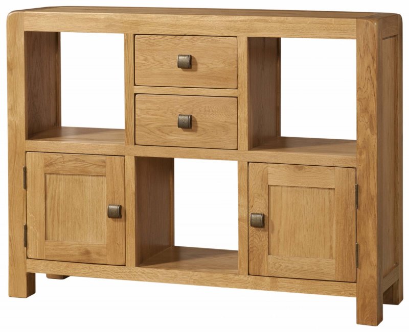 Avon Oak Low Display Unit 2 Door 2 Drawer