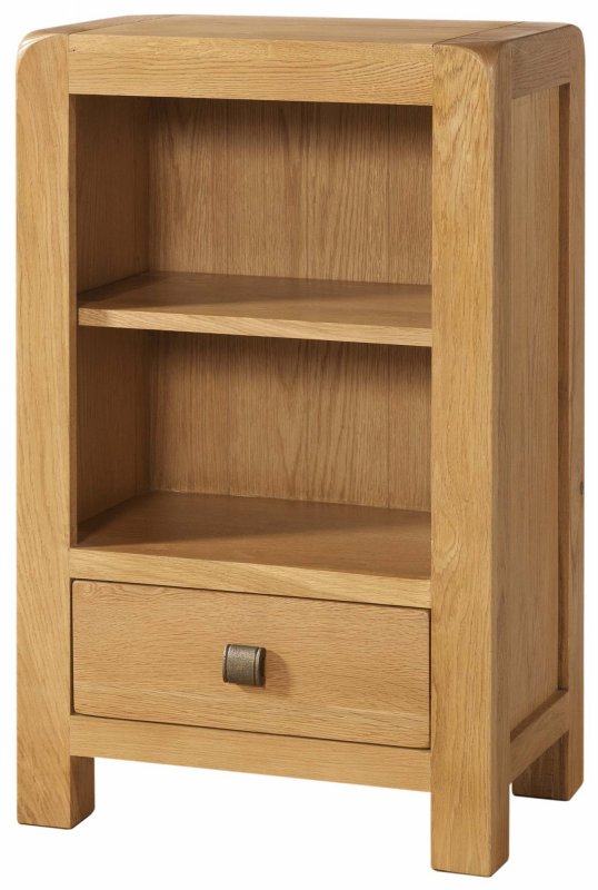 Avon Oak Low Bookcase with 1 Drawer