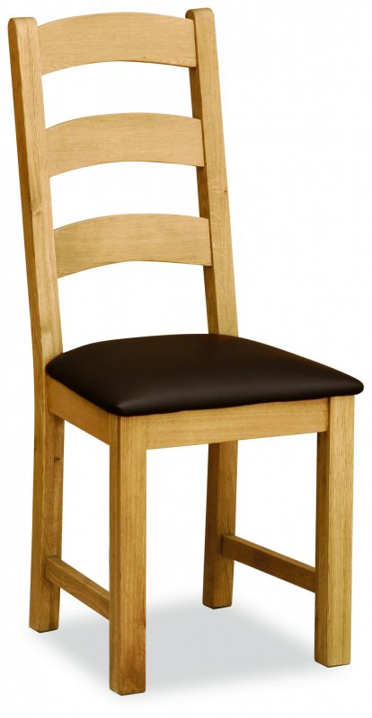 Countryside Ladder Back Chair With Brown PU Seat
