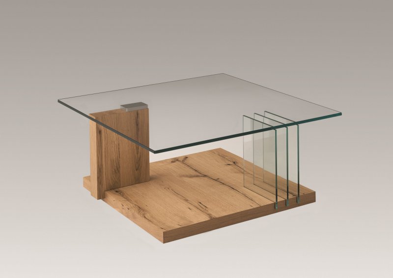 Venjakob Glass Coffee Table with newspaper holder