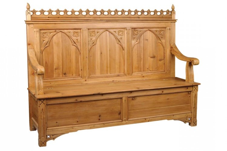 Carved Settle - 3 seater - patterned arch back design