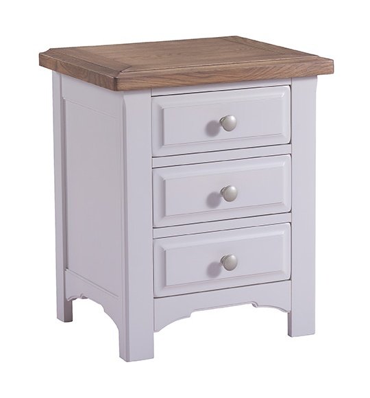 Fleur grey paint 3 drawer bedside