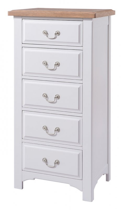 Fleur grey paint 5 drawer tallboy chest