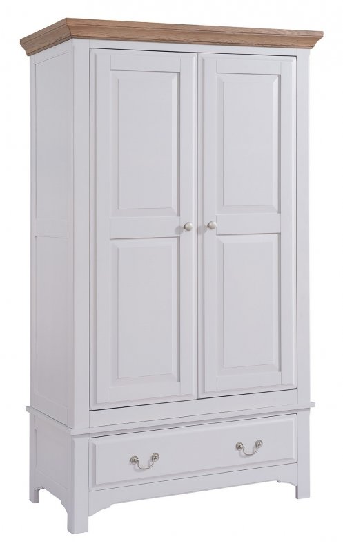 Fleur grey paint double wardrobe with drawer