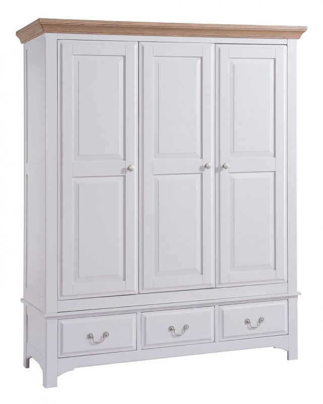 Fleur Grey Paint Triple Wardrobe on Drawers