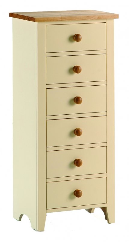 Jersey ivory paint 6 drawer tallboy chest
