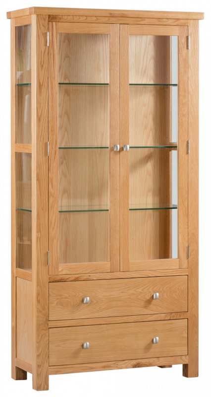 Bristol Oak Glazed Display Cabinet with glass sides