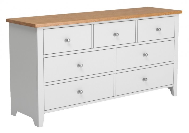 Jersey grey paint 3 over 4 wide chest of drawers