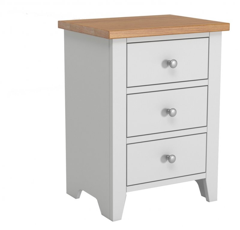 Jersey grey paint 3 drawer bedside cabinet