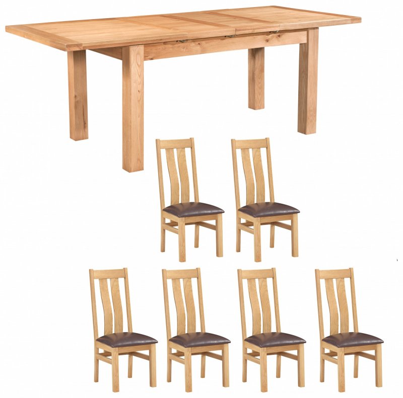 Bristol Bristol Oak extending table & 6 twin slat chairs