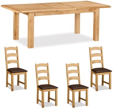 Countryside Small Dining Table with 4 Compact Chairs