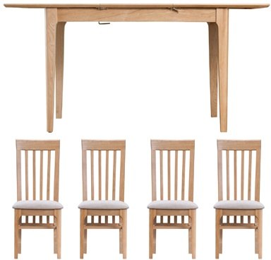 Borg Dining Table with 4 Fabric Seat Chairs