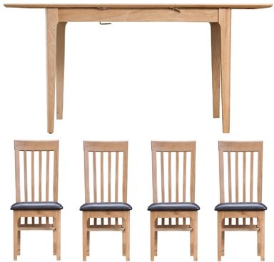 Borg Dining Table with 4 PU Seat Dining Chairs