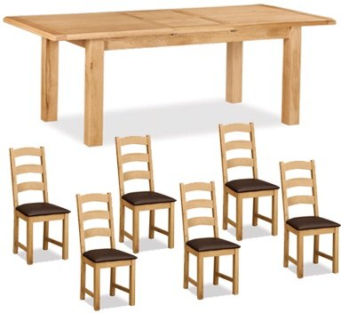 Countryside Countryside Extending Dining Table with 6 Compact Dining Chairs