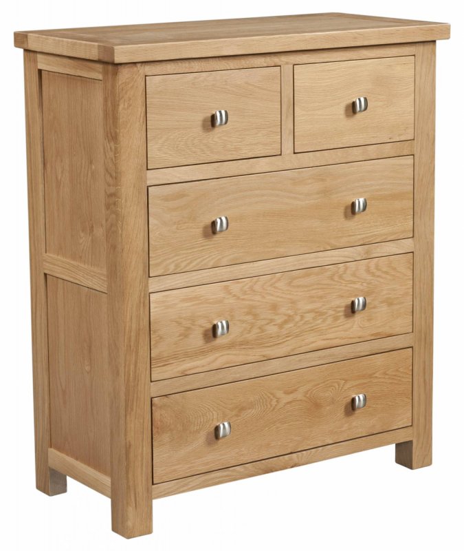 Bristol Oak 2 over 3 chest of drawers