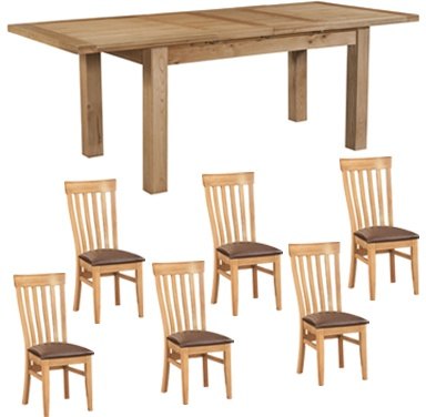 Bristol Bristol Oak extending table & 6 slatted chairs