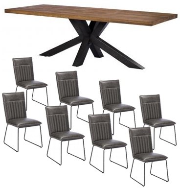 Soho Dining/Living Furniture Soho Holburn 240cm Dining Chair with 8 Cooper Grey Dining Chairs